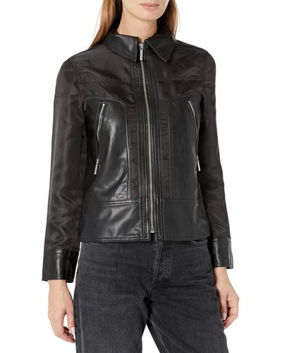 NIC+ZOE Nic+zoe Faux Leather Mix Jacket - Black