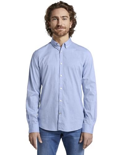 Tom Tailor 1008320 Slim Fit Hemd Aus Baumwolle - Blau