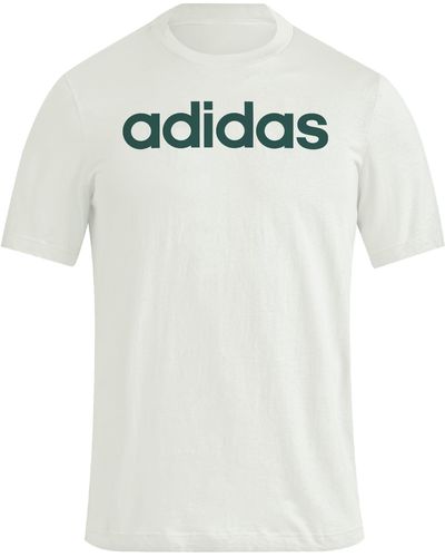 adidas Essentials Single Jersey Linear Embroidered Logo T-Shirt - Weiß