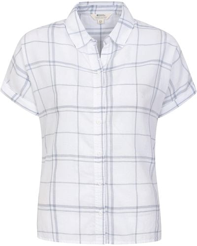 Mountain Warehouse Palm Womens Relaxed Check Shirt - Comfortable, Breathable & Lightweight 100% Cotton Top, Easy Care - Best For - White