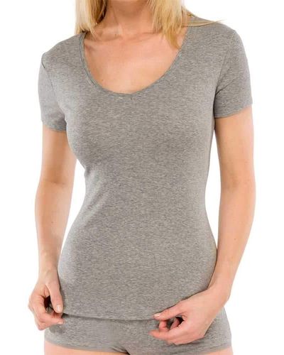 Schiesser Shirt halbarm Unterhemd Feinripp - Naturschönheit - Grau