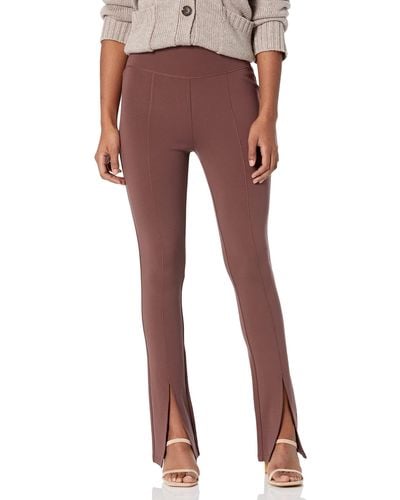 The Drop Uma High Rise Fitted Slit Front Flare Pull-on Pant - Brown