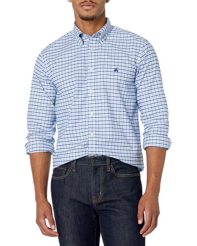 Brooks Brothers Non-iron Stretch Oxford Long Sleeve Gingham Check Sport Shirt - Blue