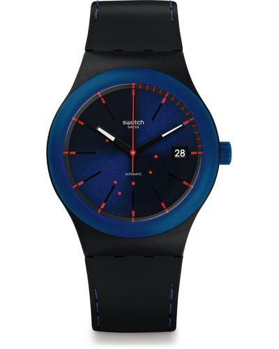 Swatch Digital Automatik Uhr mit Silikon Armband SUTB403 - Blau