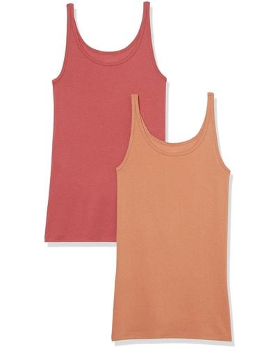 Amazon Essentials Camiseta de Tirantes Finos de Ajuste Entallado Mujer - Rosa