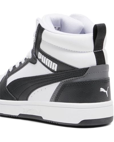 PUMA Rebound V6 Mid Sneakers Voor Jongeren White- Black-shadow Gray 37.5 Eu - Metallic