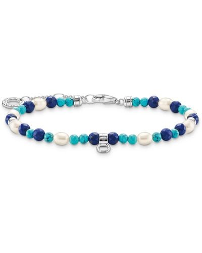 Thomas Sabo Bracelet With Blue Stones And Pearls 925 Sterling Silver A2064-775-7
