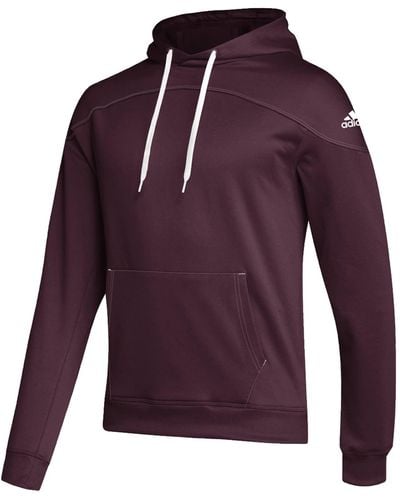adidas Stadium Fleece Embroidered Logo Pullover Hoodie – Team - Purple