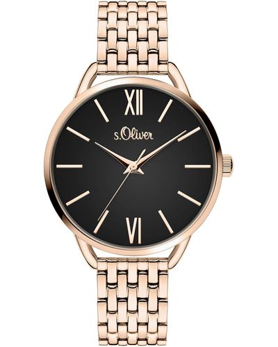 S.oliver Time Analog Quarz Uhr mit Edelstahl Armband SO-4193-MQ - Mettallic
