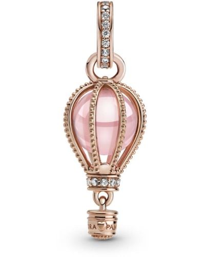 PANDORA Sparkling Pink Hot Air Balloon Charm With Cubic Zirconia In 14k Rose Gold Plated Alloy From Moments Collection