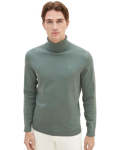 Tom Tailor 1039854 Basic Rollkragen-Pullover aus Strick - Grün