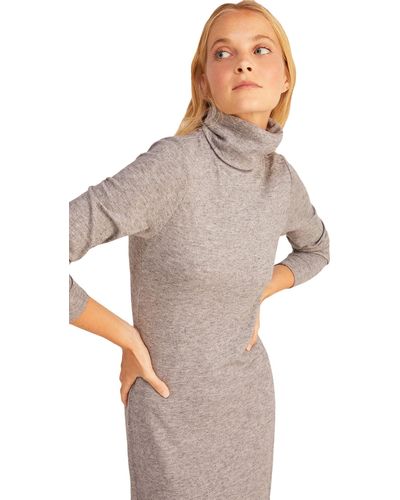 Springfield Midi-jurk Met Opstaande Kraag - Grijs