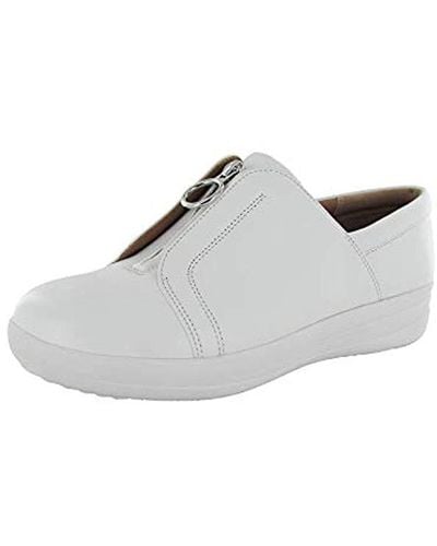 Fitflop S F-sporty Ii Zip Leather Trainer Shoes - White