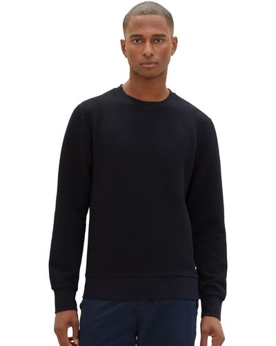 Tom Tailor 1037860 Basic Sweatshirt mit feiner Struktur - Blau