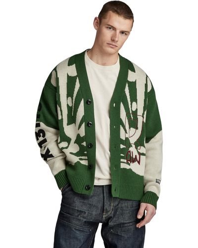 G-Star RAW Holiday Cardigan Loose Knit Sweater - Groen