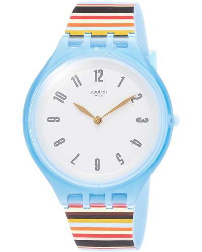 Swatch Analog Quarz Uhr mit Silikon Armband SVUL100 - Blau