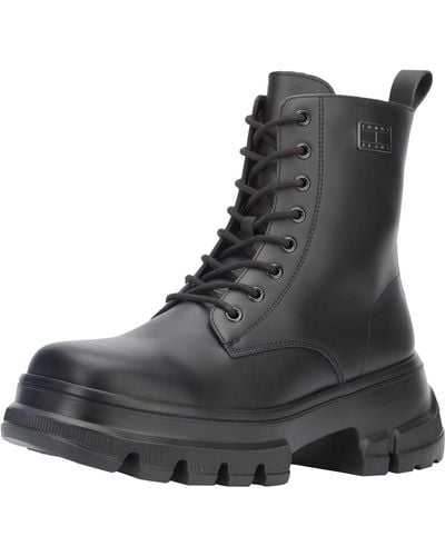 Tommy Hilfiger Tjw Chunky Leather Boot Mid - Black