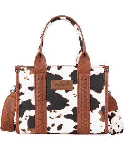 Wrangler Cow Print Tote Bag Handbags And Purses For Western Crossbody Bags For With Adjustable Strap - Brown