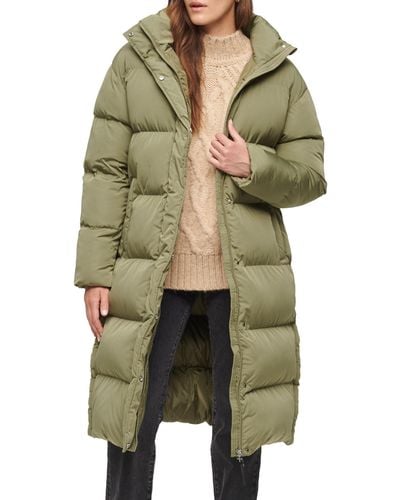 Superdry Longline Hooded Puffer Coat Jacket - Green