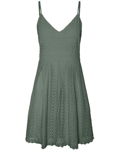Vero Moda Vmhoney Lace Pleated Singlet Dress Wvn Vestito - Verde