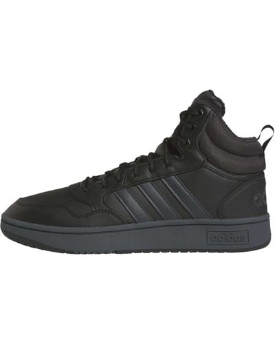 adidas Hoops 3.0 Mid Lifestyle Basketball Classic Fur Lining Winterized Shoes Sneaker - Noir
