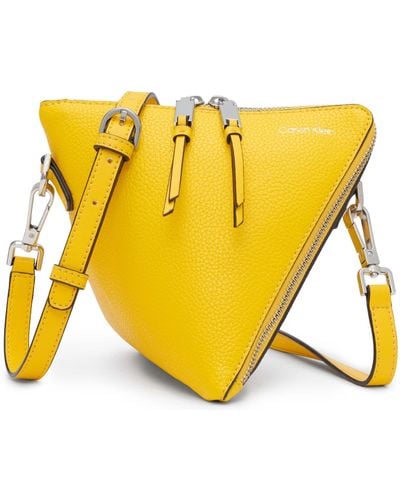 Calvin Klein Argo Top Zip Triangle Crossbody - Yellow