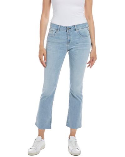 Replay Faaby Flare Crop Jeans - Bleu