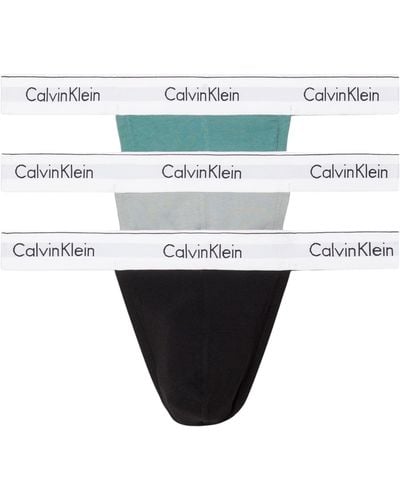 Calvin Klein Pack de 3 Tangas para Hombre Thongs de Algodón Elástico - Verde