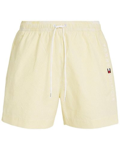 Tommy Hilfiger S Seersucker Swim Shorts White/yellow M - Natural