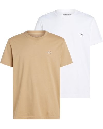 Calvin Klein 2 Pack Monologo T-shirt S/s T-shirt - Natural