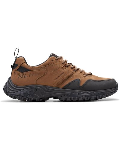 Clarks Atl Walk Go Waterproof Leather Shoes In Tan Standard Fit Size 9.5 - Brown