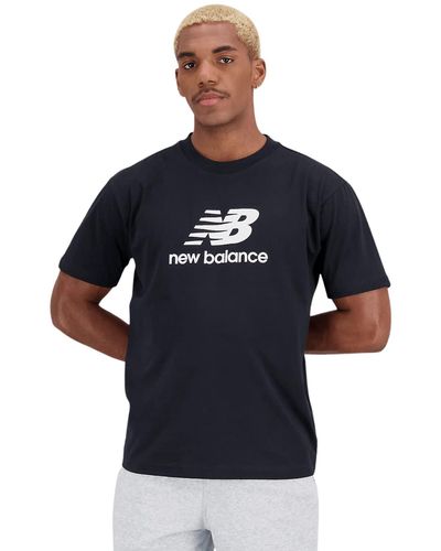 New Balance T-shirt essentials reimagined cotton jersey short sleeve t-shirt in nero - Blu