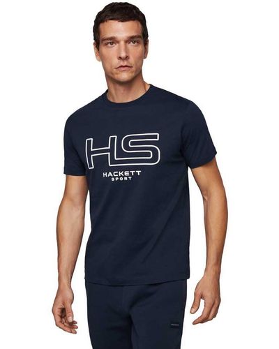 Hackett Leinen Jsy Soft Trim T-Shirt - Blau