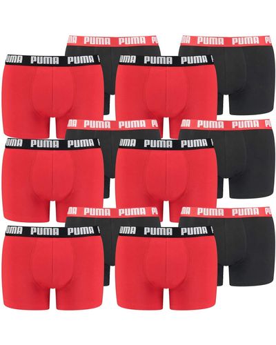 PUMA 12 er Pack Boxer Boxershorts Unterhose Pant Unterwäsche - Rot