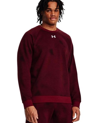 Under Armour S Rival Fleece Printed Crew, - Red