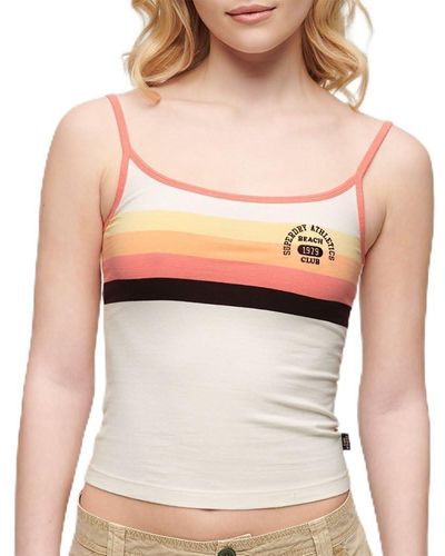 Superdry Essential Branded Sleeveless T-shirt M Beige - Natural