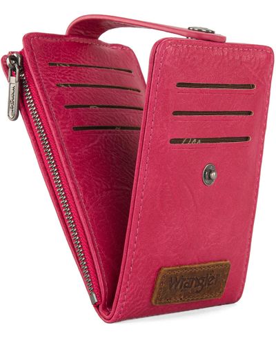 Wrangler Portafoglio da donna a due ante vintage porta carte da donna sottile e minimalista tasca - Rosa