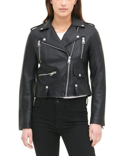Levi's Faux Leather Contemporary Asymmetrical Motorcycle Jacket - Black