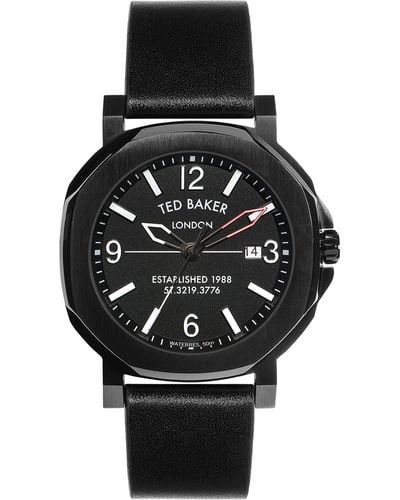 Ted Baker Actonn Black Leather Strap Watch