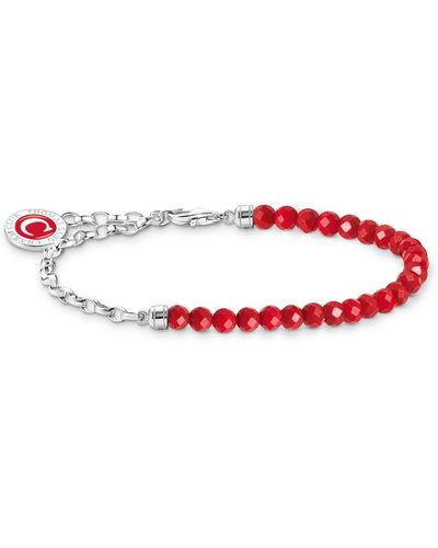 Thomas Sabo Member Charm-Armband rote Beads und Gliederelemente Silber 925 Sterlingsilber