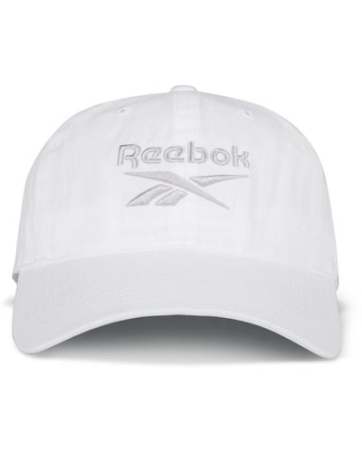 Reebok Mittlere gebogene Krempe mit atmungsaktivem Design Vector Logo Kappe - Weiß