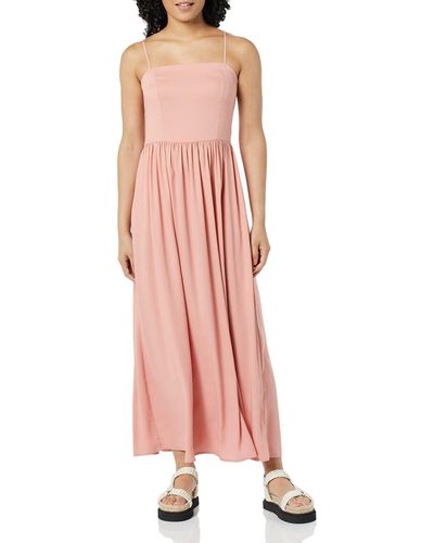 Goodthreads Maxi Vestido de Canesú con Fruncido de Panal en la Espalda de Estilo Georgette Mujer - Rosa