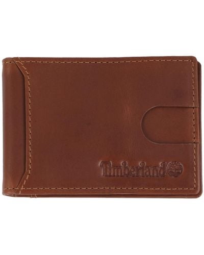 Timberland Slim Leather Minimalist Front Pocket Credit Card Holder Wallet - Brown