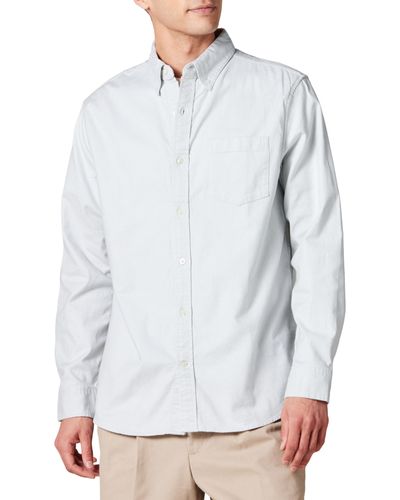 Amazon Essentials Regular-Fit Long-Sleeve Stretch Oxford Shirt with Pocket Camicia - Bianco