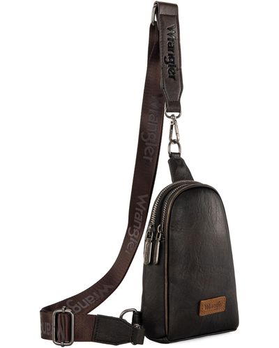 Wrangler Sling Bag For Crossbody Bag Purse With Detachable Strap - Black
