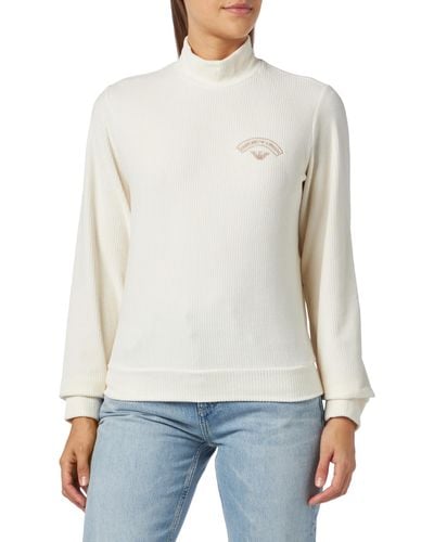 Emporio Armani Sweater Ribbed Velour Sweatshirt - Weiß