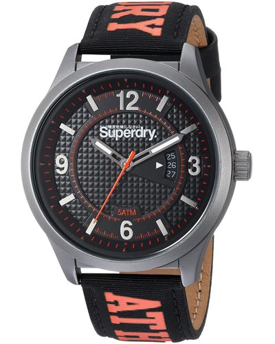 Superdry Quartz Metal And Nylon Casual Watch, Color:black (model: Syg171bo) - Multicolour