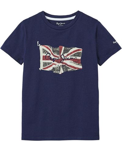 Pepe Jeans Flag Logo Jr S/S N T-Shirt - Azul