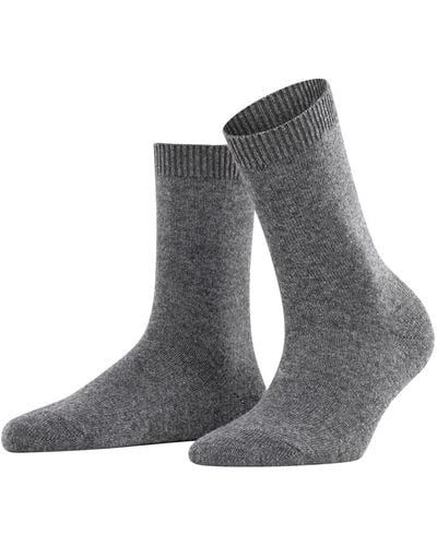 FALKE Socken Cosy Wool Wolle Kaschmir schwarz blau viele weitere Farben verstärkte socken ohne Muster atmungsaktiv warm - Grau