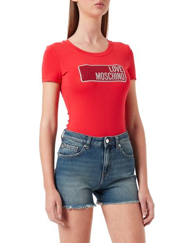 Love Moschino 5 Pockets Shorts Pantaloncini di Jeans - Rosso